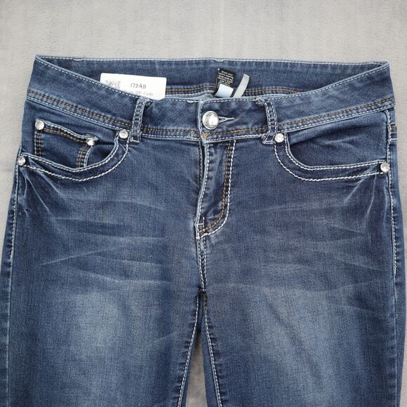 Casual Pants Womens 8 Blue Mid Rise Flat Front 5 Pocket Design Boot Cut Jeans - Picture 11 of 16